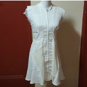 Lucy & Company White Midi Sleeveless Dress with Lace Detail Size M